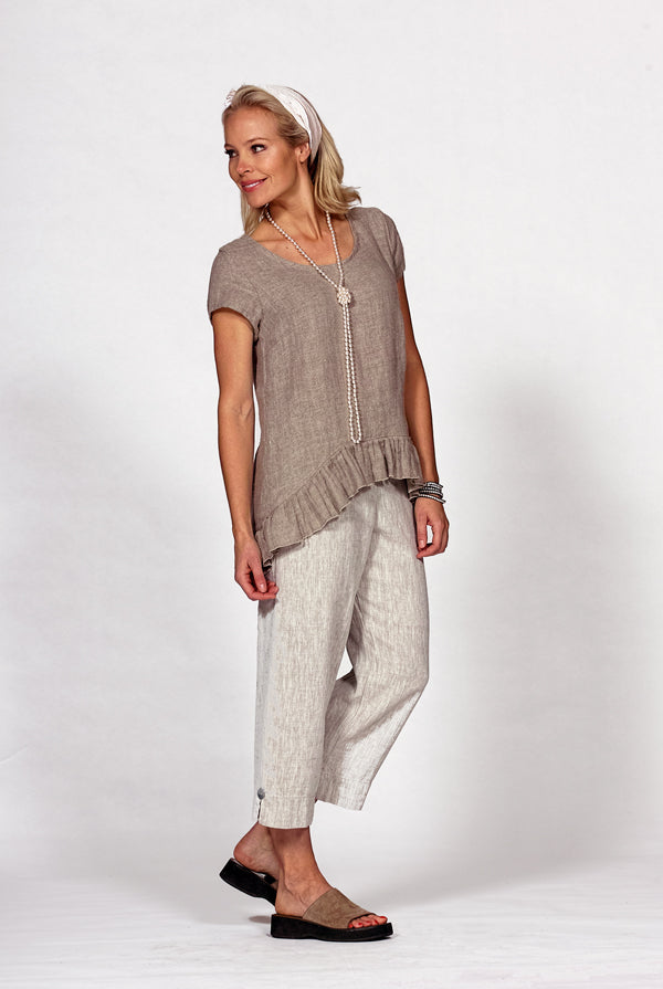 linen blend flat front pant