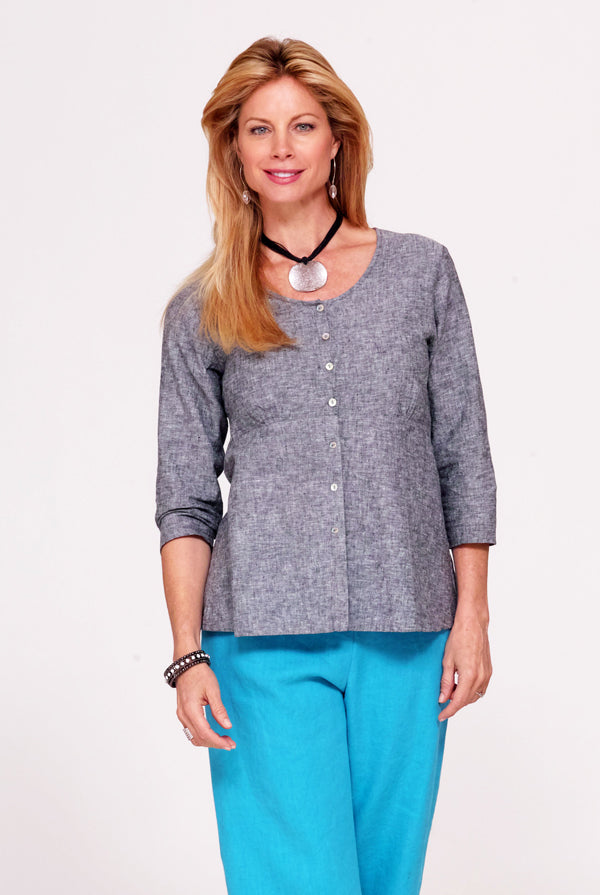 grey chambray linen tunic