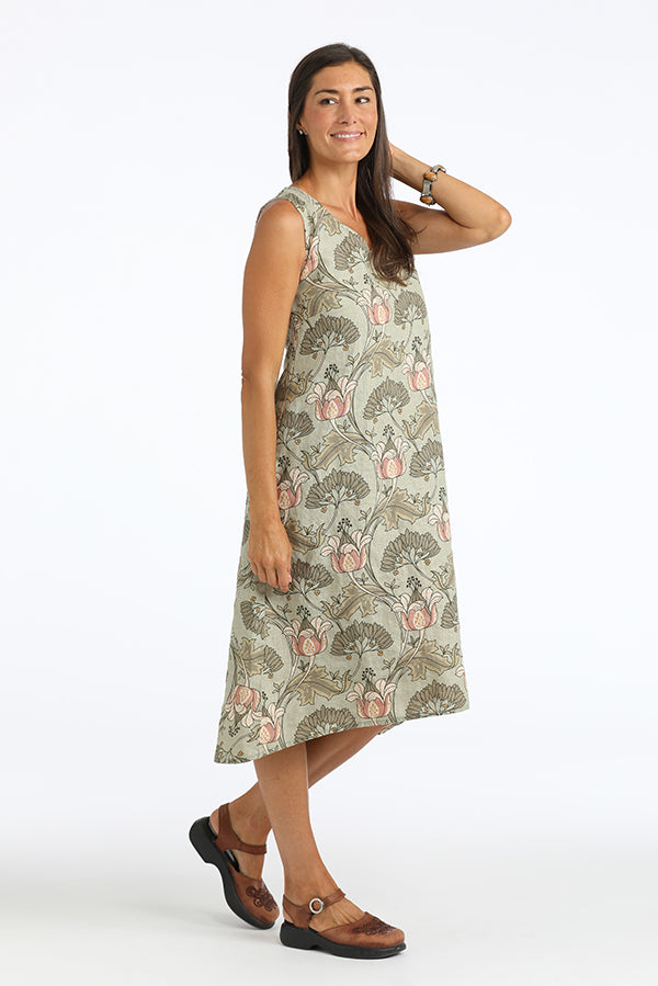 sage floral dress side view