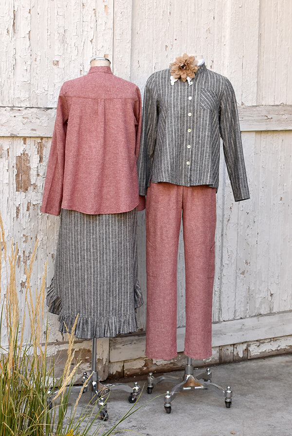 brick and charcoal pants and bottoms