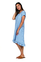 capri check linen dress side view