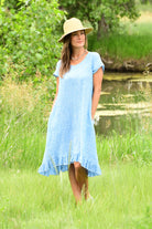 blue striped linen dress