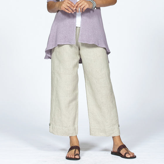 womens linen cropped pants in natural organic linen