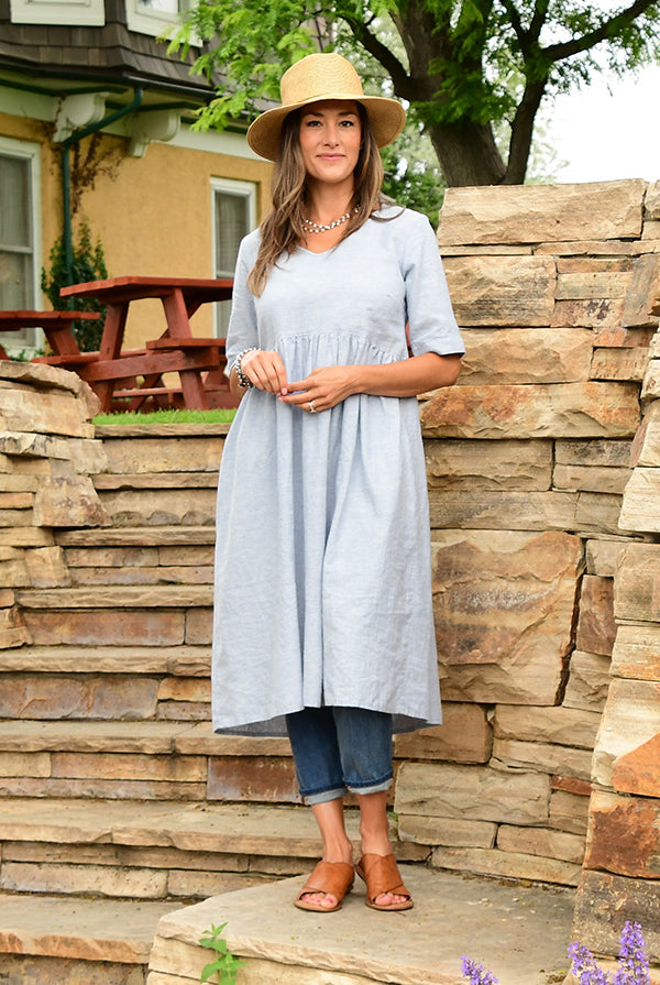 blue dress organic cotton