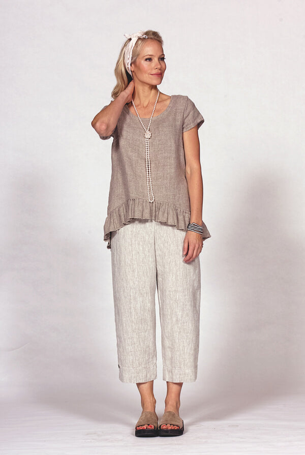 oatmeal linen cotton pants