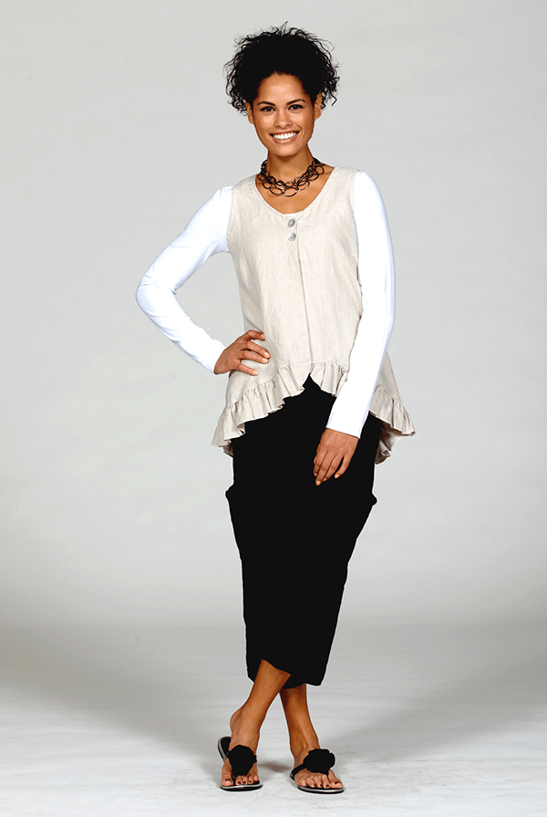 black linen pants with exterior pockets