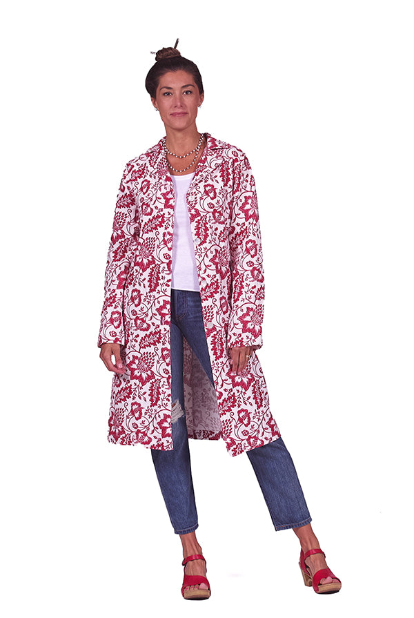 floral print linen coat