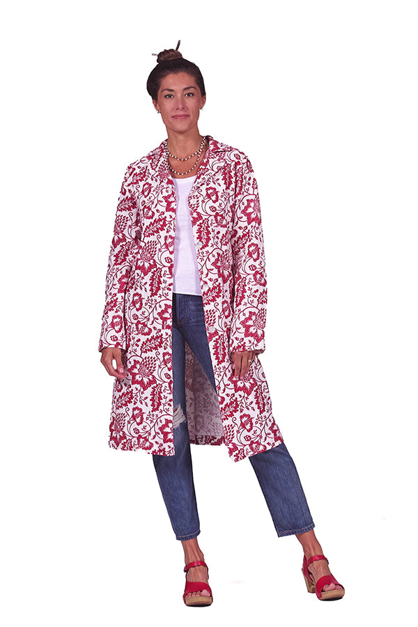 floral print linen coat