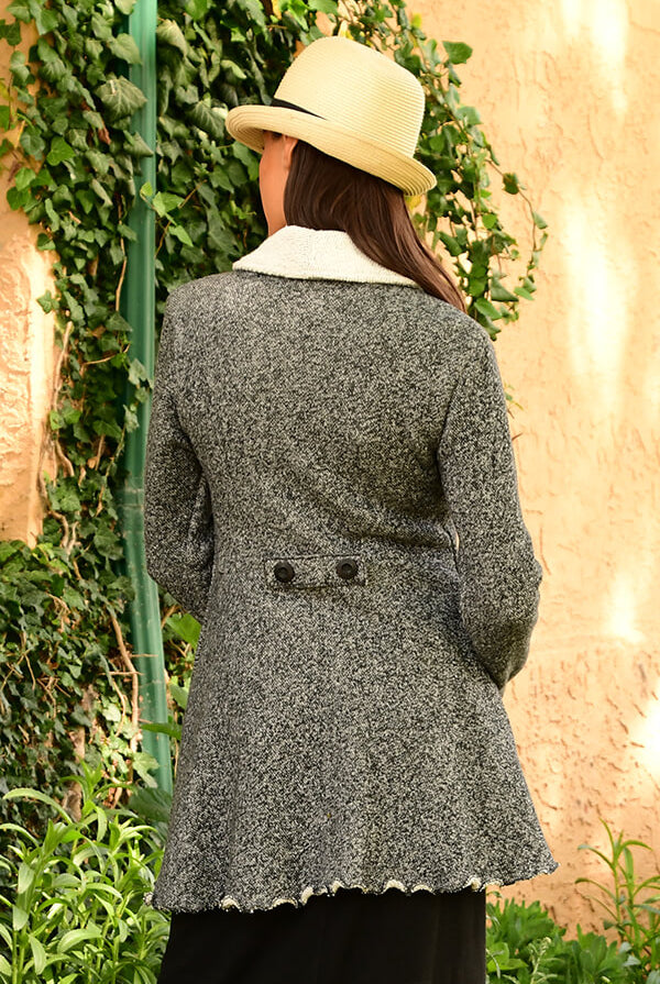cotton shawl collar jacket back view