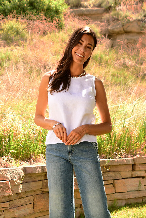 linen tank top in white