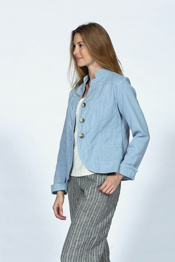 organic cotton jacket in sky ble