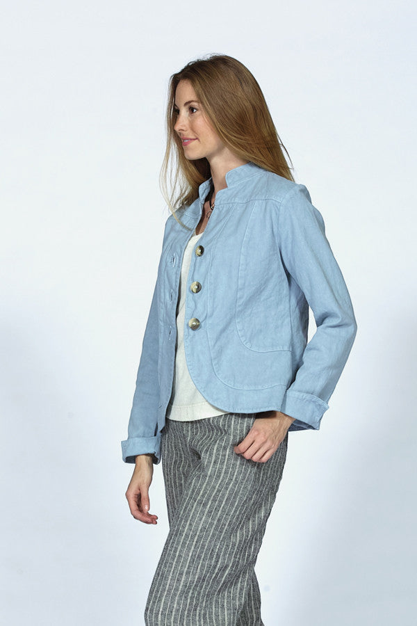 organic cotton jacket in sky ble