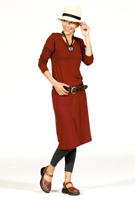 bamboo knit dress in brick