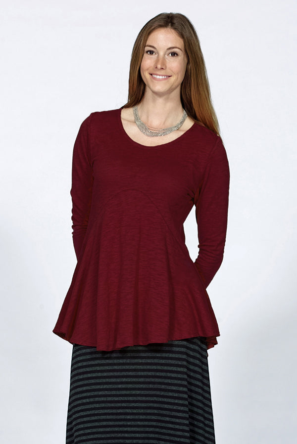 bamboo and organic cotton tunic in cranberry
