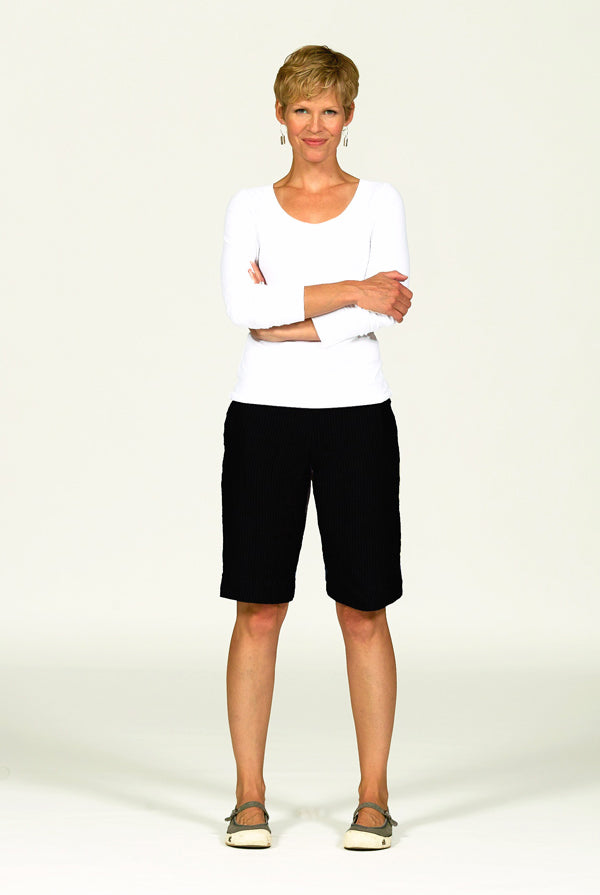 black linen shorts