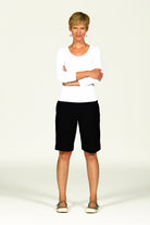 black linen shorts