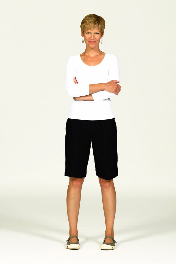 black linen shorts