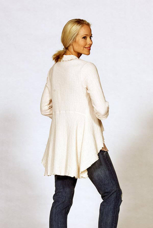 3/4 sleeve shirts in ivory cotton gauze