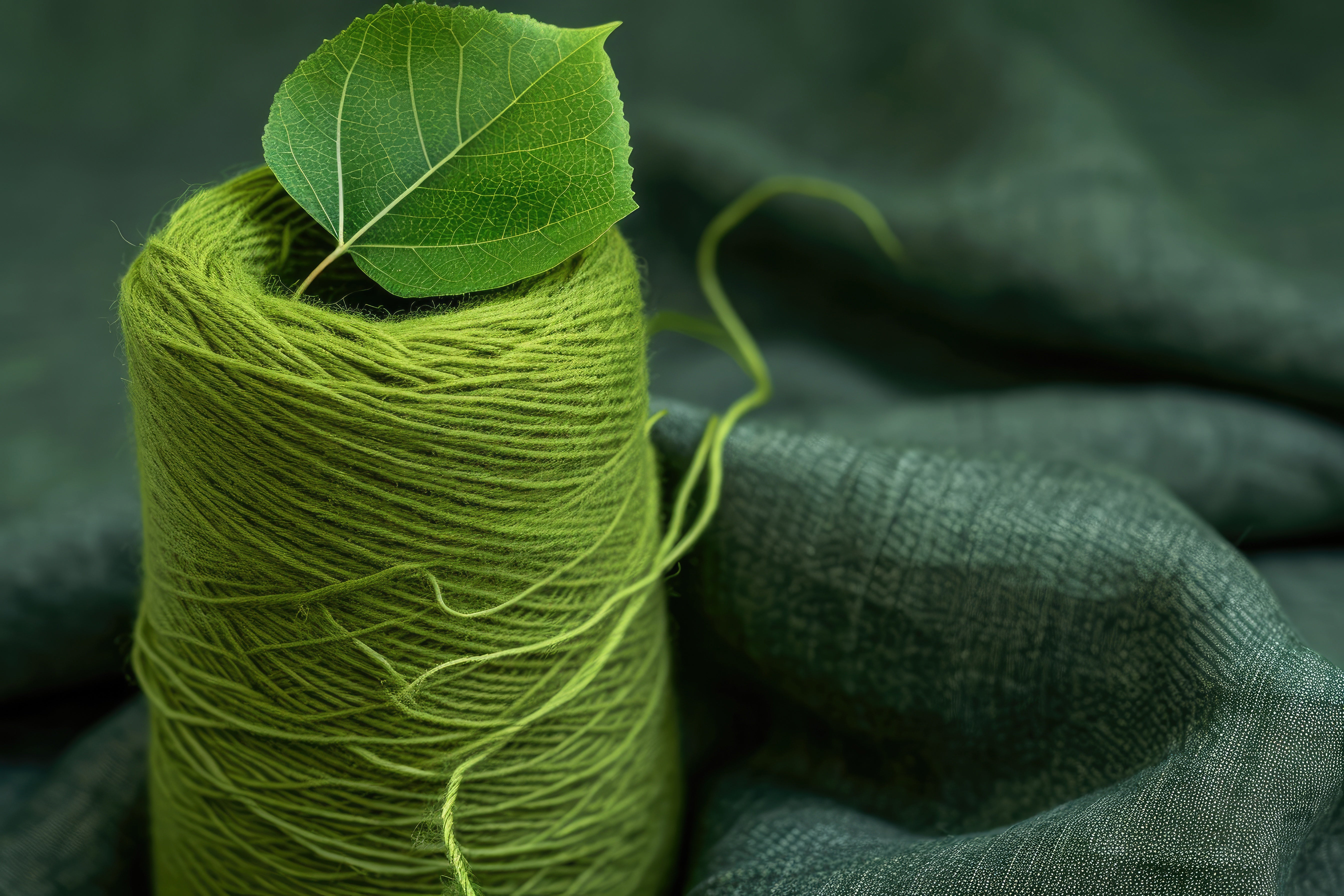 green thread symbolizing sustainabilty 
