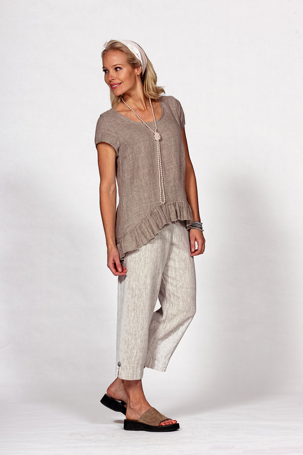 linen blend flat front pant