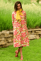 red floral long sleeve dress