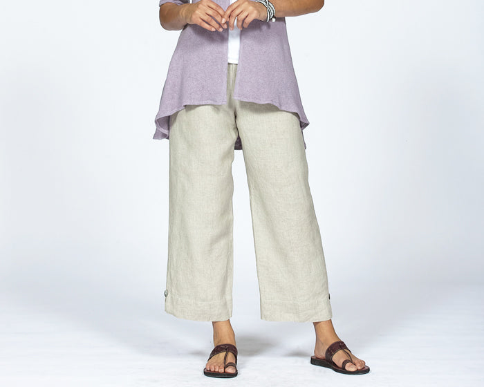 womens linen cropped pants in natural organic linen