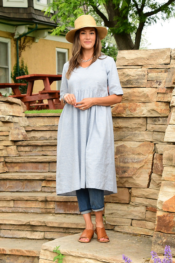 blue dress organic cotton