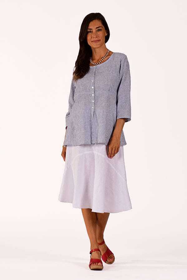 navy and white striped linen cotton tunic