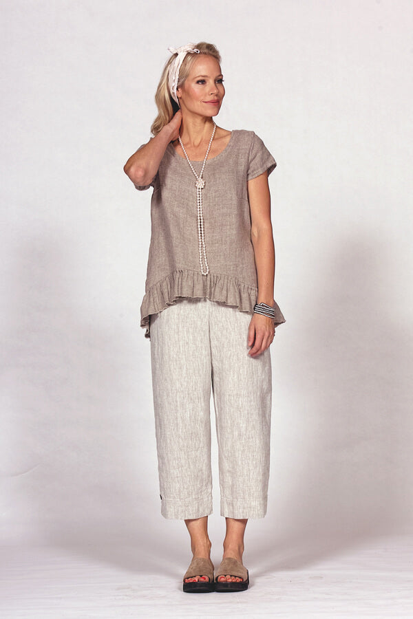 oatmeal linen cotton pants