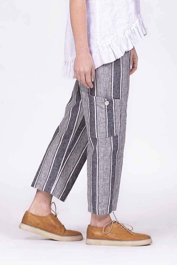 cropped summer pants navy stripe