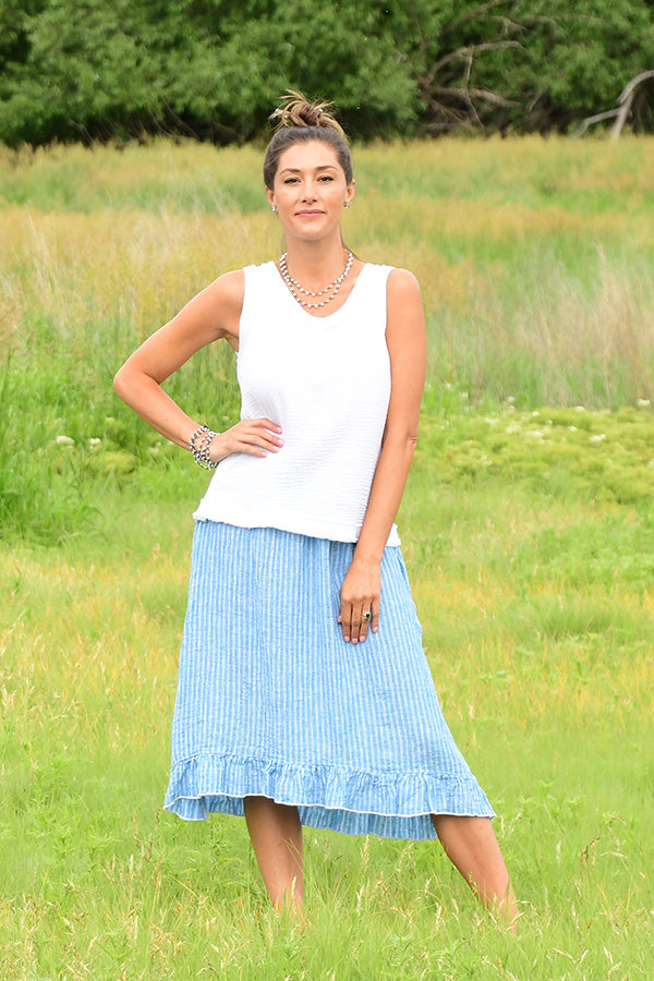 linen skirt with ruffle