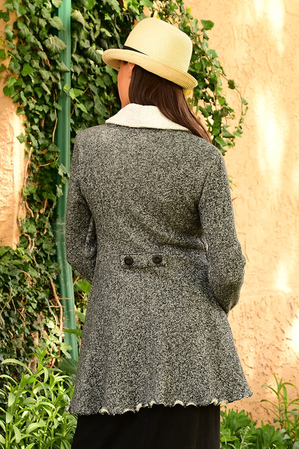 cotton shawl collar jacket back view