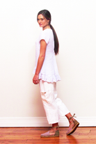 white linen crop pants