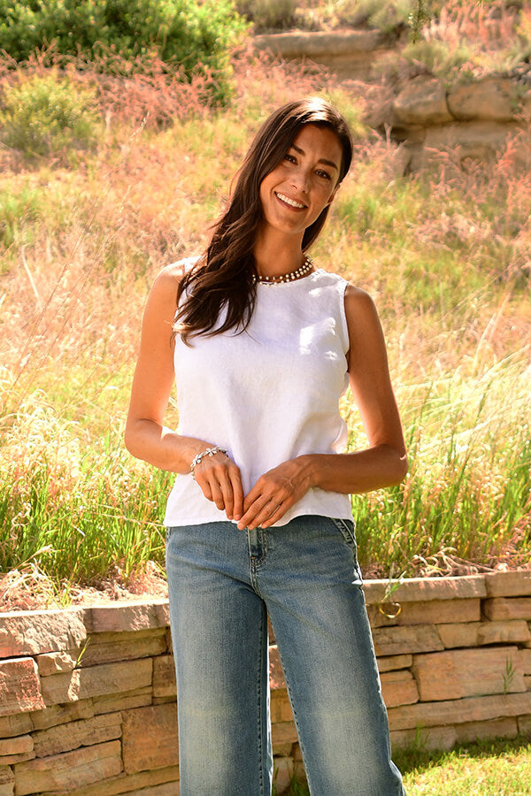 linen tank top in white