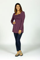 bamboo gathered tunic mulberry