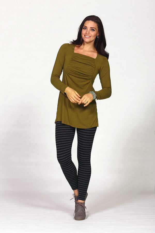 bamboo gathered tunic in olive