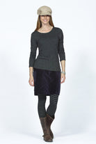 black and charcoal striped bamboo leggings