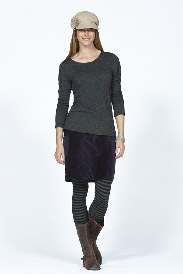 black and charcoal striped bamboo leggings