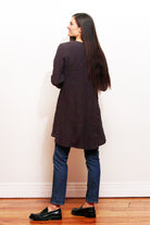 linen open front cardigan balck view