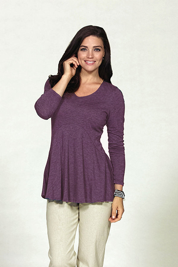 seamed bamboo knit tunic in mulberry