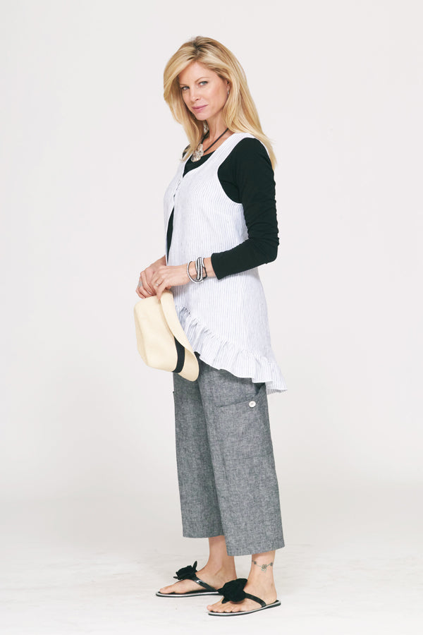 linen cotton pocket pants in charcoal