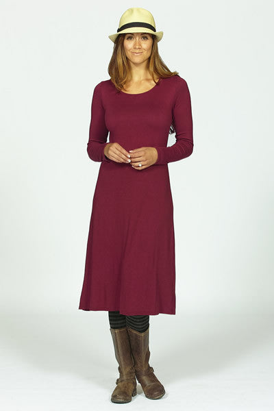 bamboo knit dress in cranberry