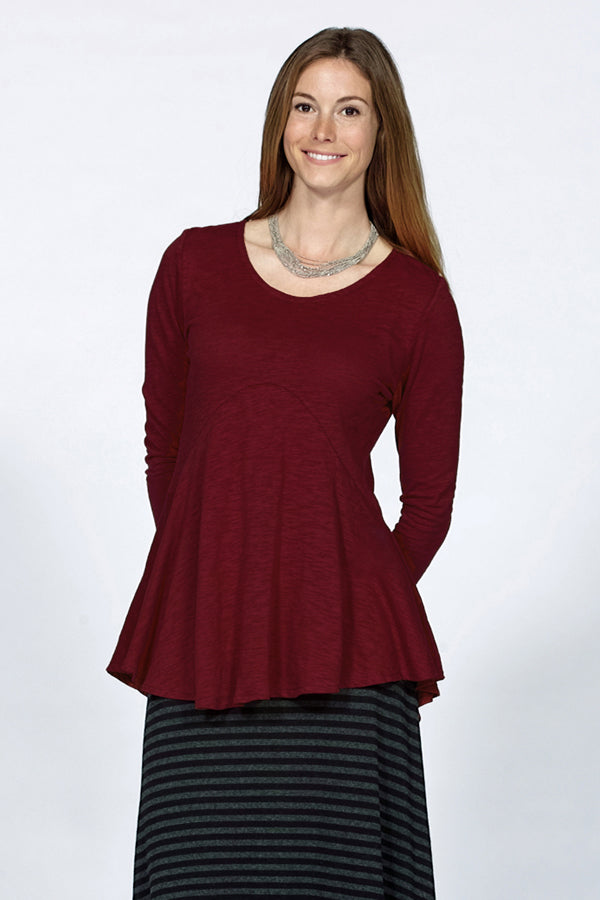 bamboo and organic cotton tunic in cranberry