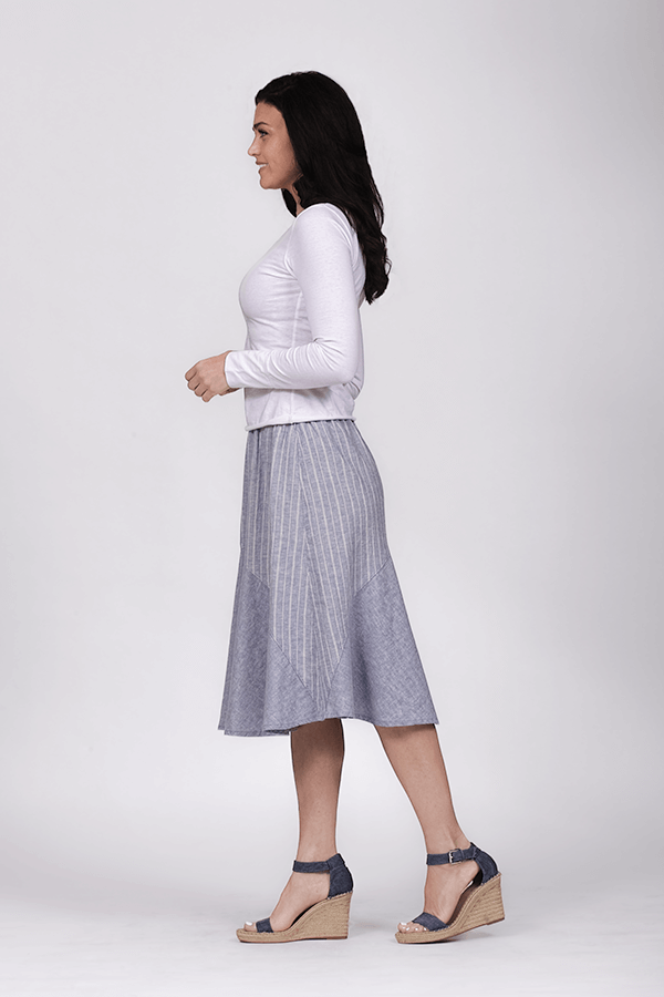 summer skirt in cornflower blue side view