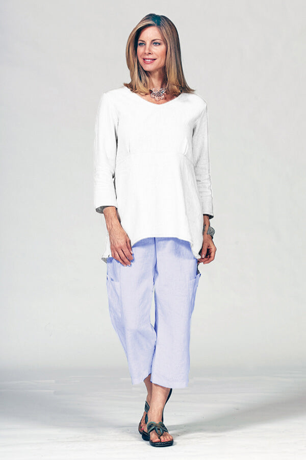 linen cotton pant with pockets in sky blue