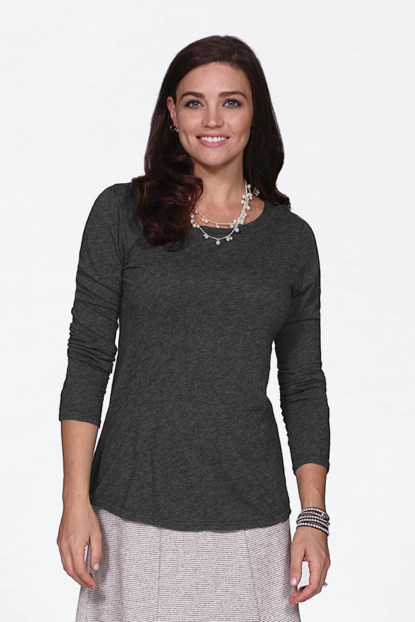 knit bamboo tee shirt in charcoal grey