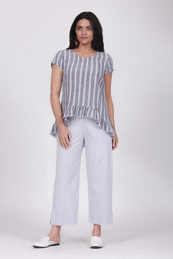 crop pant in sky blue linen cotton 